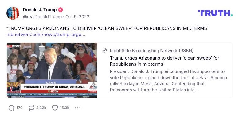 Post image from Donald Trump