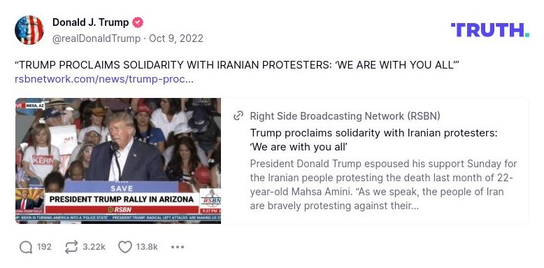 Post image from Donald Trump