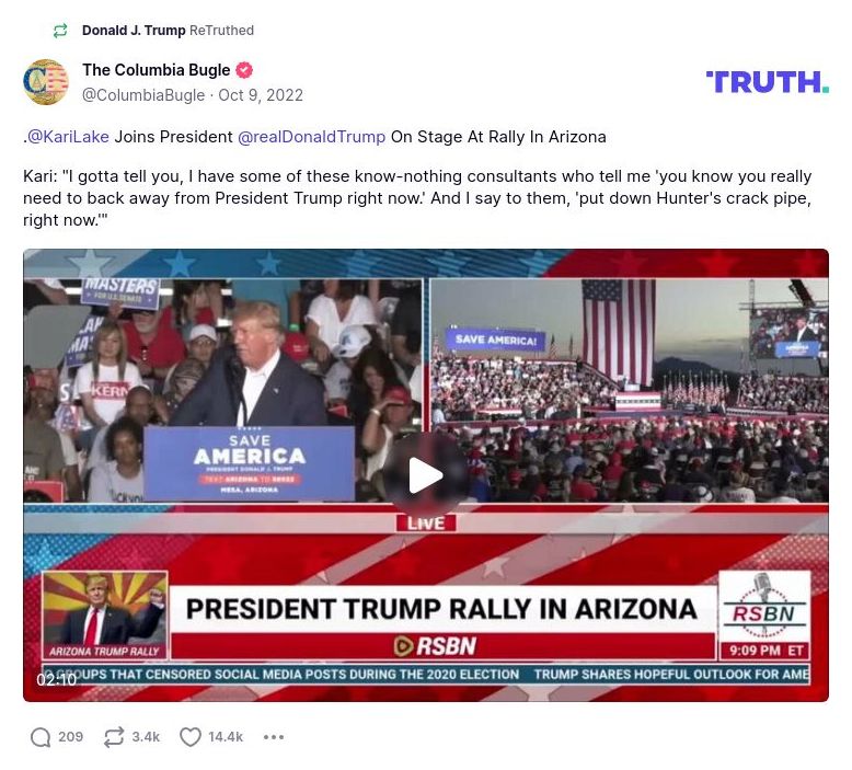 Post image from Donald Trump