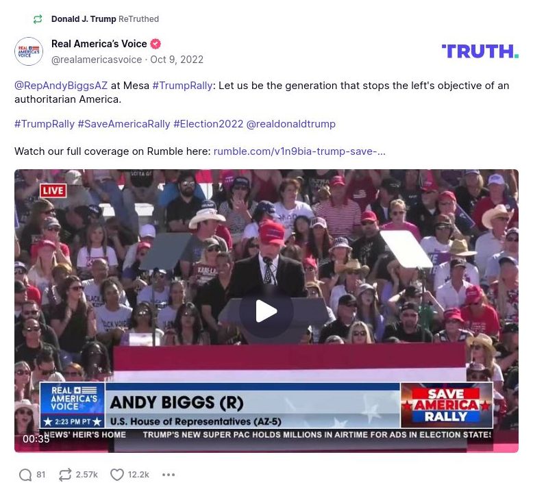 Post image from Donald Trump