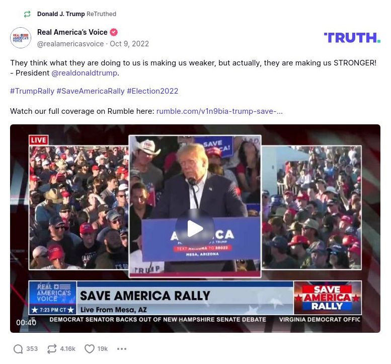 Post image from Donald Trump