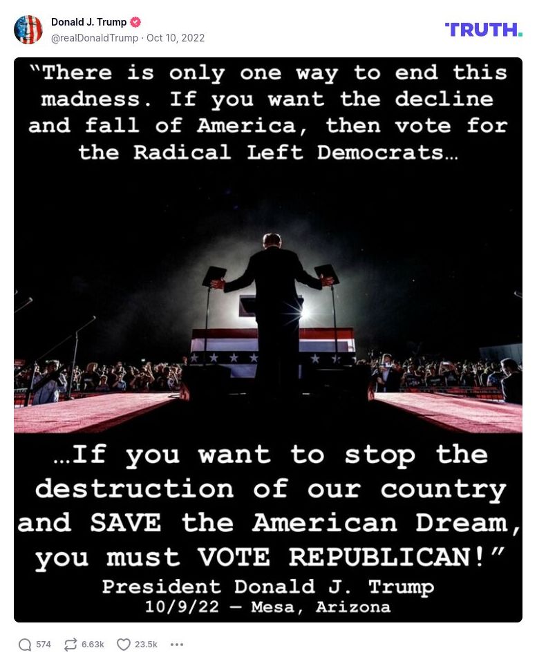 Post image from Donald Trump