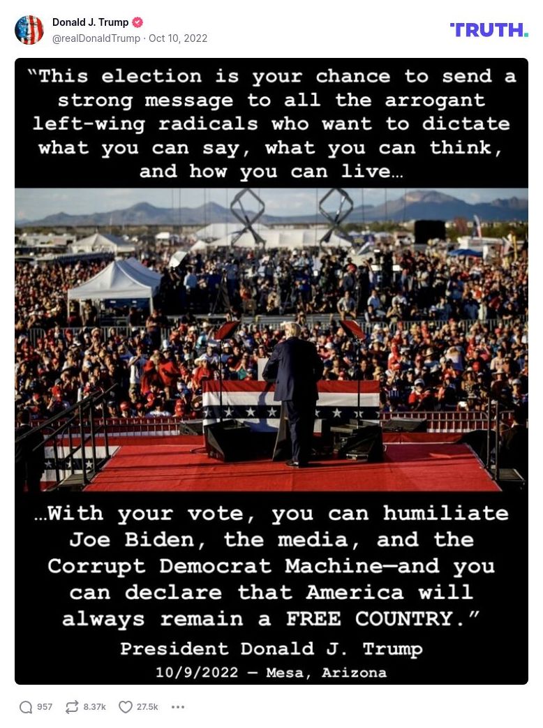 Post image from Donald Trump