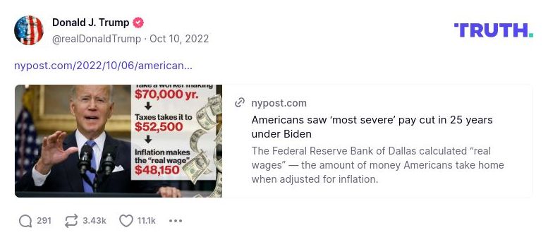 Post image from Donald Trump