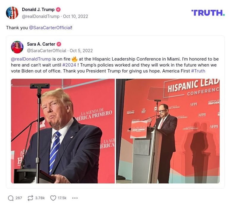 Post image from Donald Trump