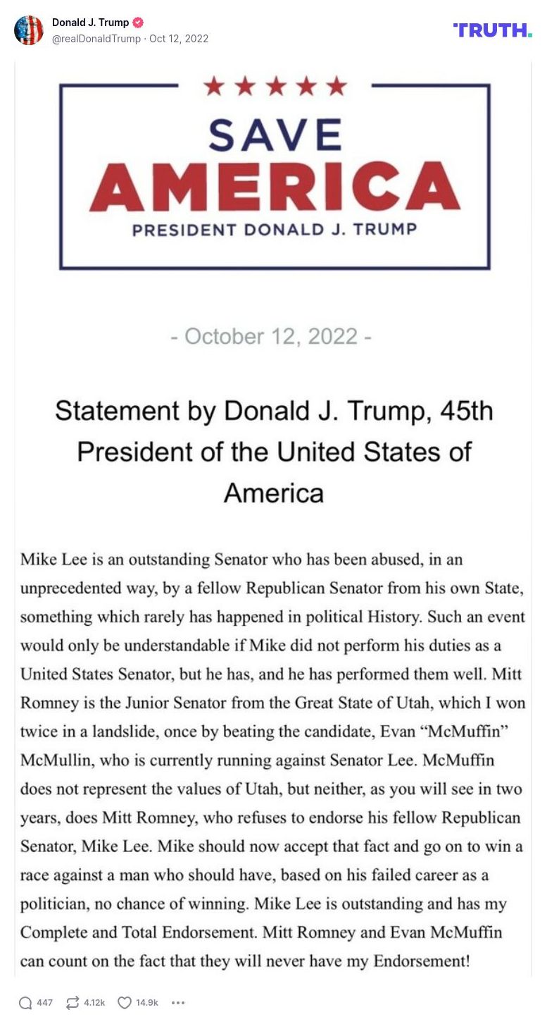 Post image from Donald Trump