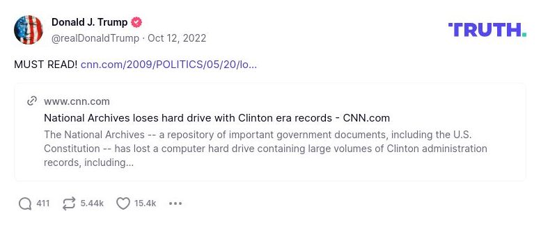 Post preview from Donald Trump