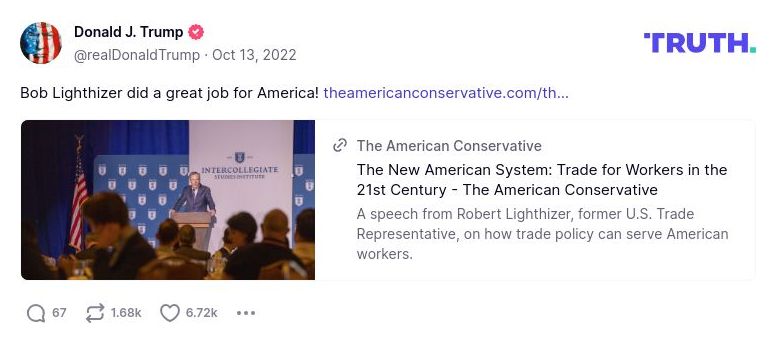 Post image from Donald Trump