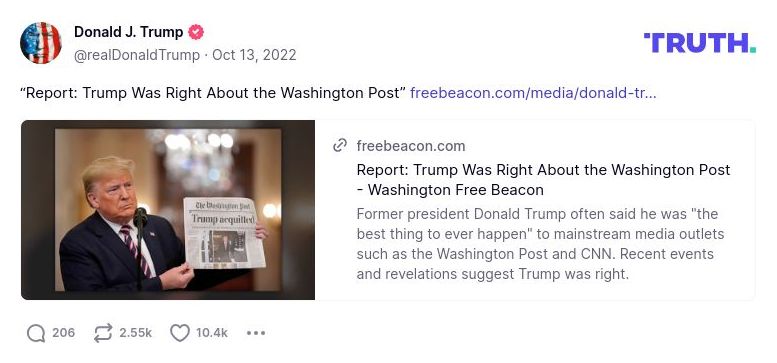 Post image from Donald Trump