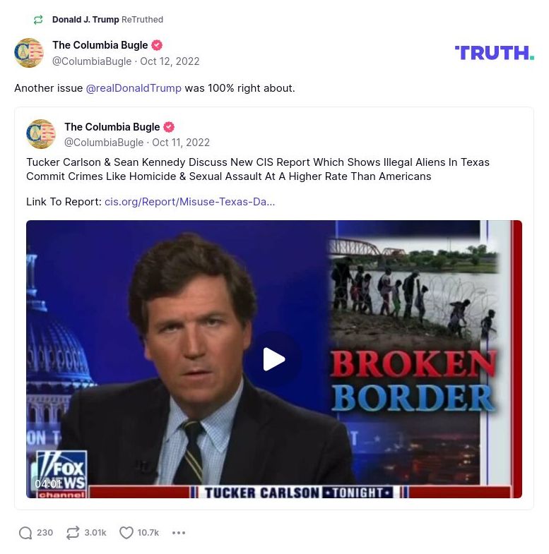 Post image from Donald Trump