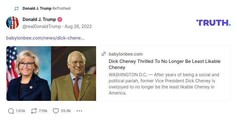 Post image from Donald Trump