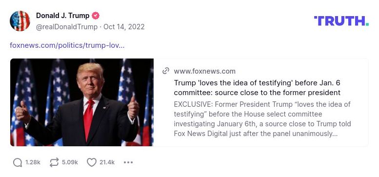 Post image from Donald Trump