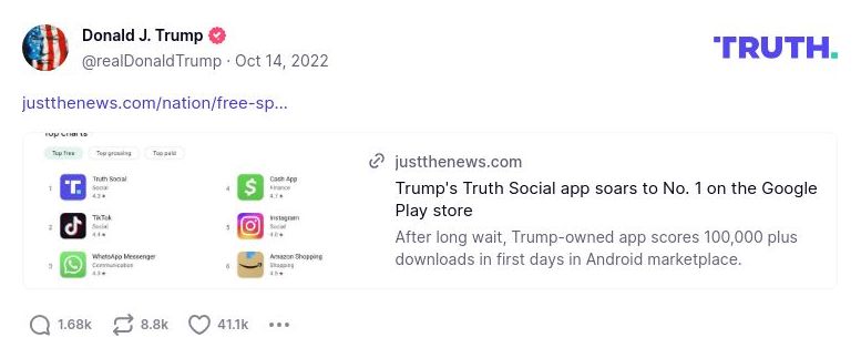 Post image from Donald Trump