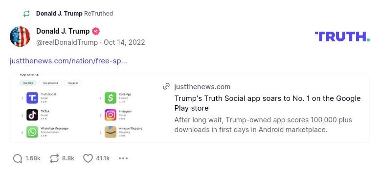 Post image from Donald Trump