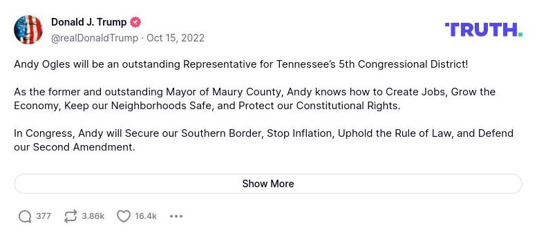 Post preview from Donald Trump