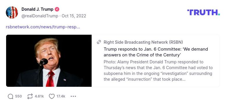 Post image from Donald Trump