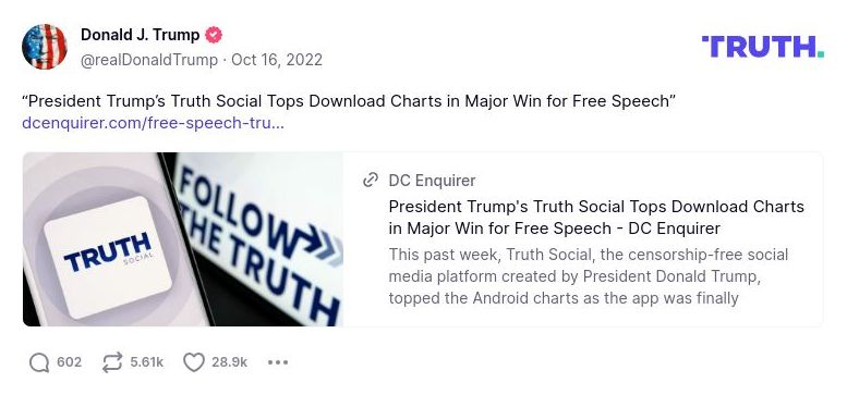 Post image from Donald Trump