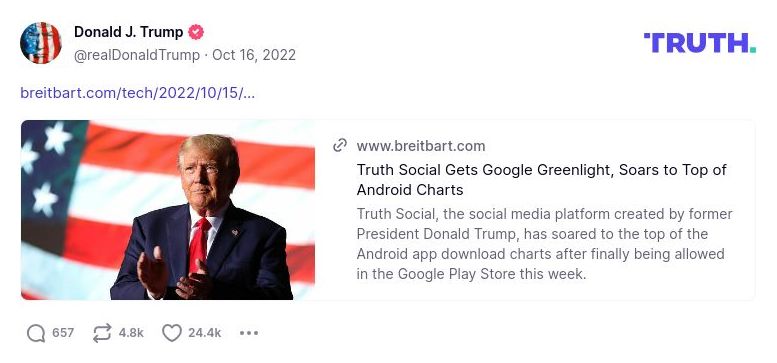 Post image from Donald Trump