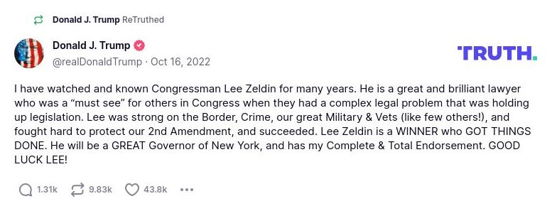 Post image from Donald Trump