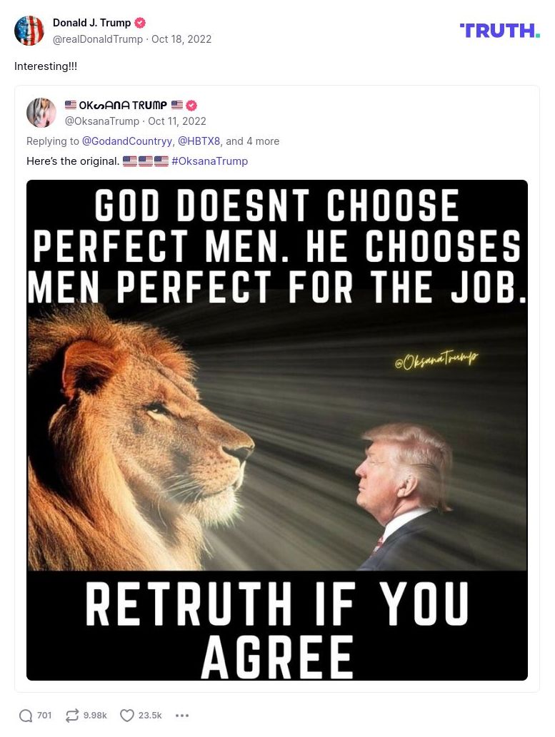 Post image from Donald Trump