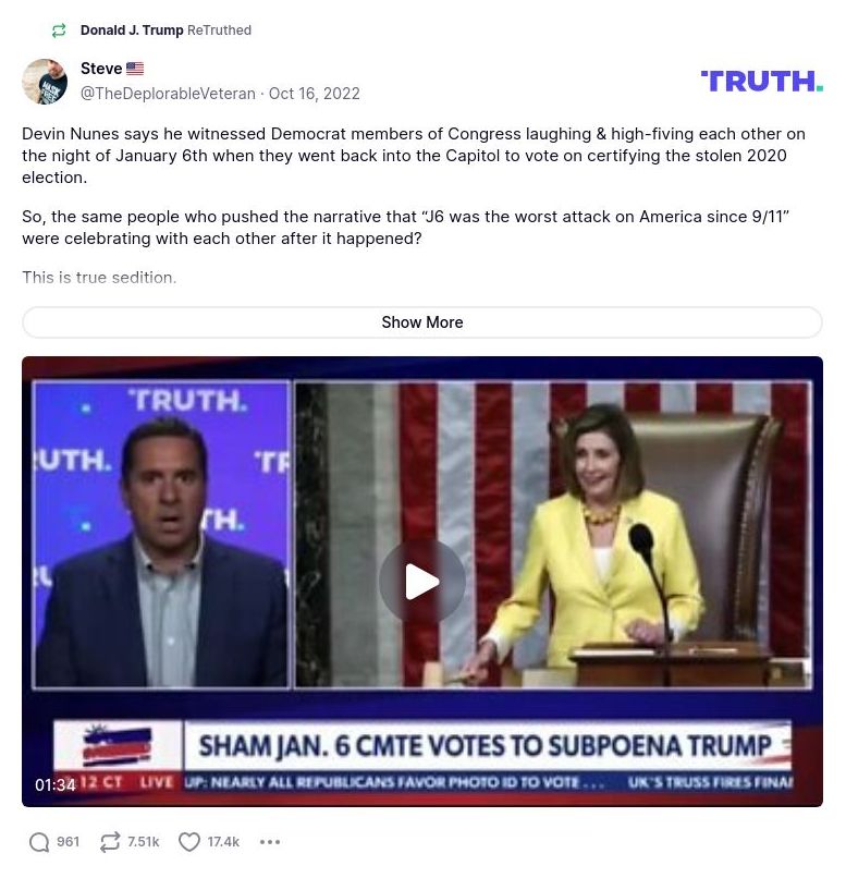 Post image from Donald Trump