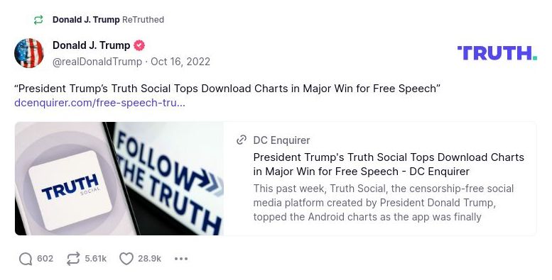 Post image from Donald Trump