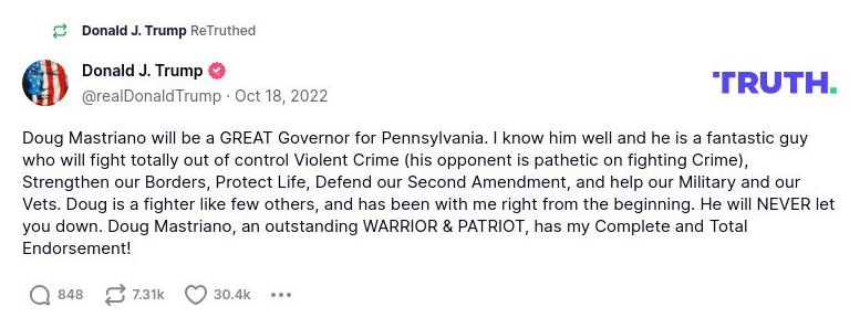 Post image from Donald Trump