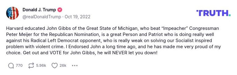 Post image from Donald Trump