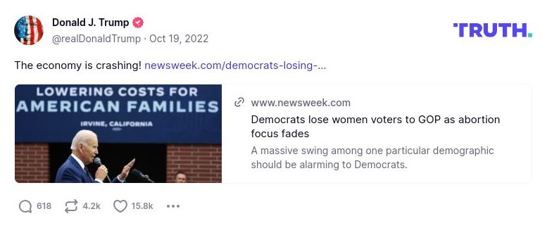 Post image from Donald Trump