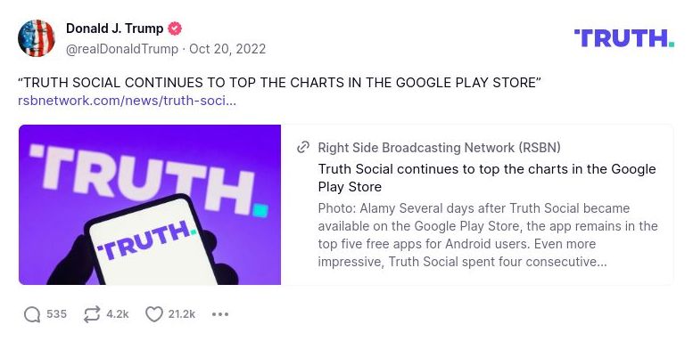 Post image from Donald Trump