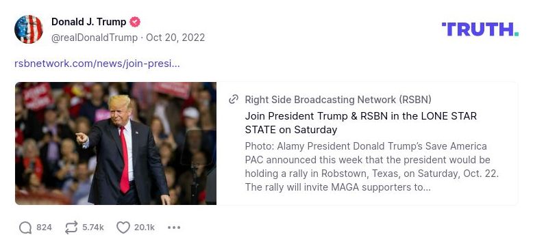 Post image from Donald Trump