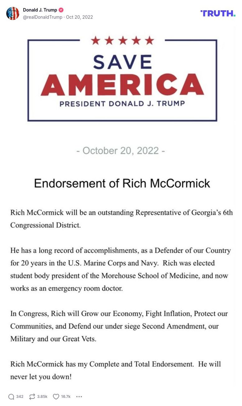 Post image from Donald Trump