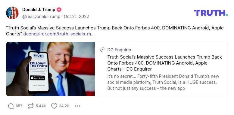 Post image from Donald Trump