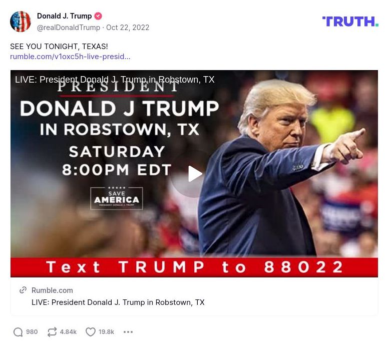 Post image from Donald Trump