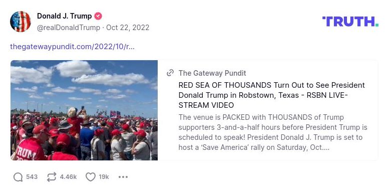 Post image from Donald Trump