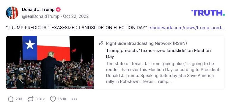 Post image from Donald Trump