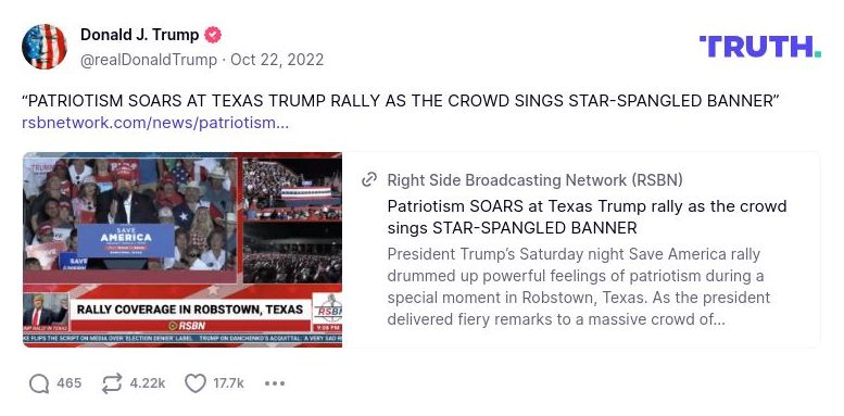 Post image from Donald Trump