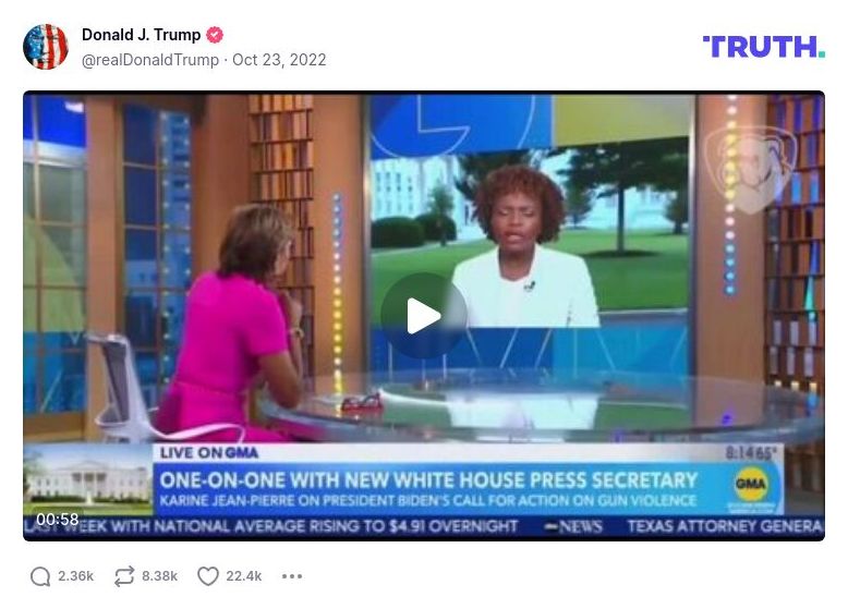 Post image from Donald Trump