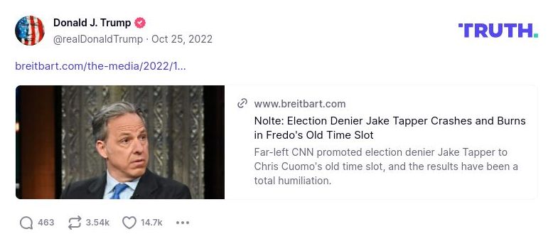 Post image from Donald Trump