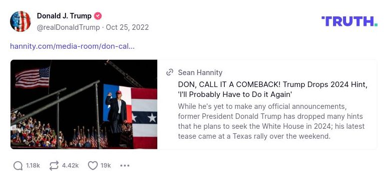 Post image from Donald Trump