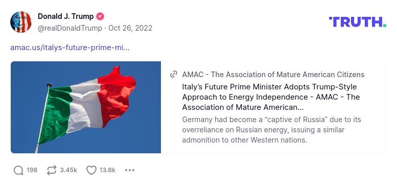 Post image from Donald Trump