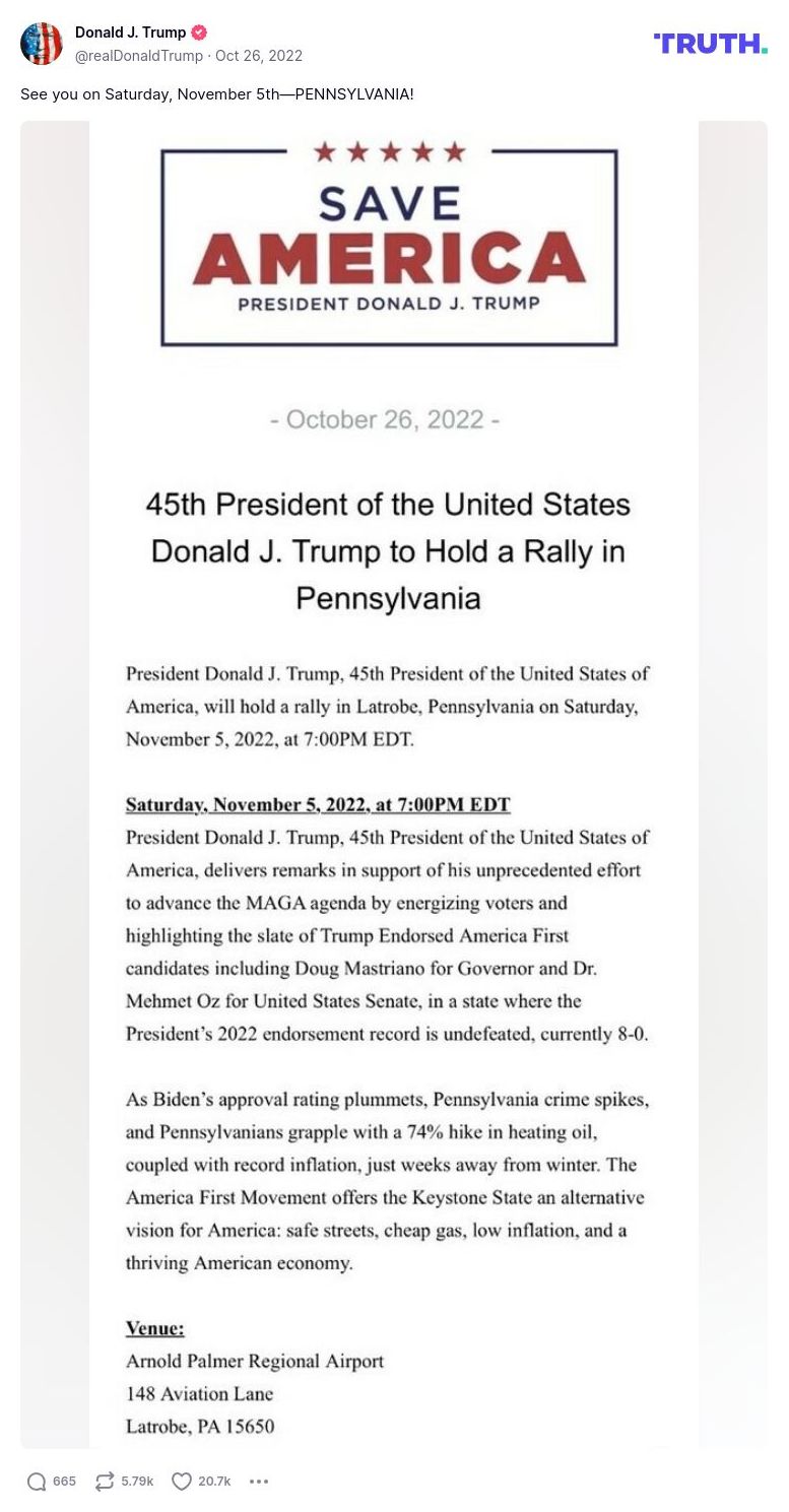 Post image from Donald Trump