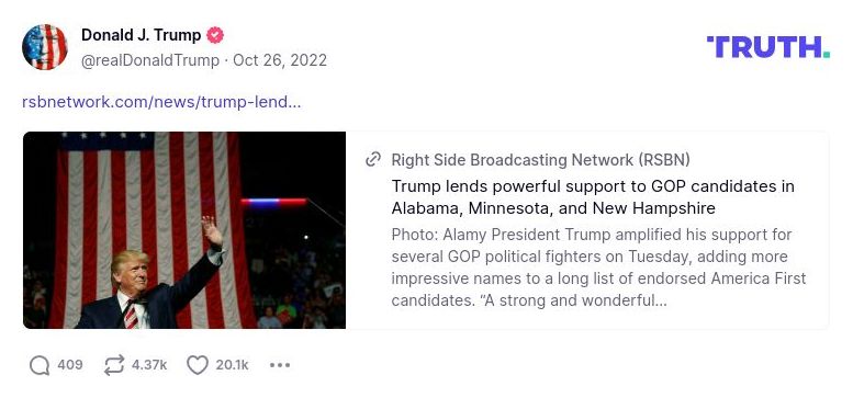 Post image from Donald Trump