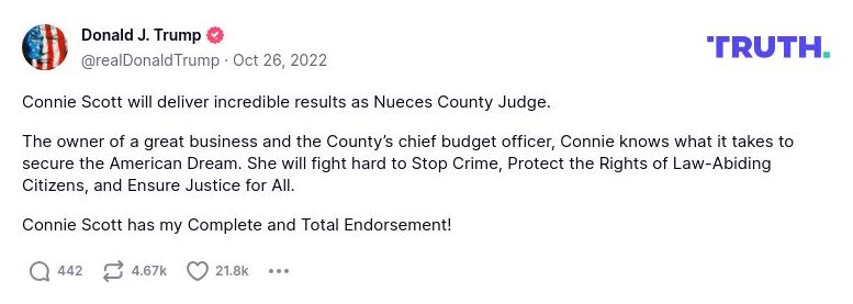 Post image from Donald Trump