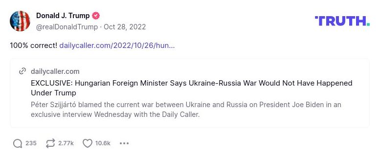 Post preview from Donald Trump