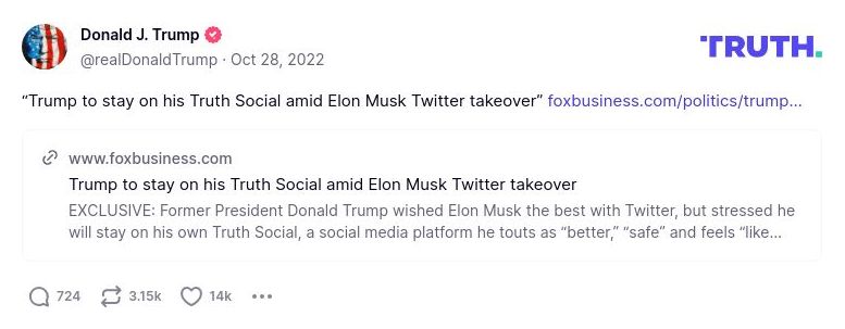 Post preview from Donald Trump