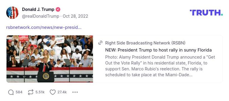 Post image from Donald Trump