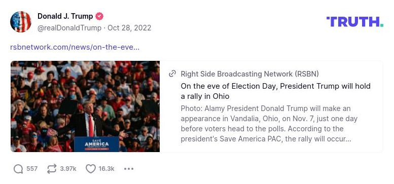 Post image from Donald Trump