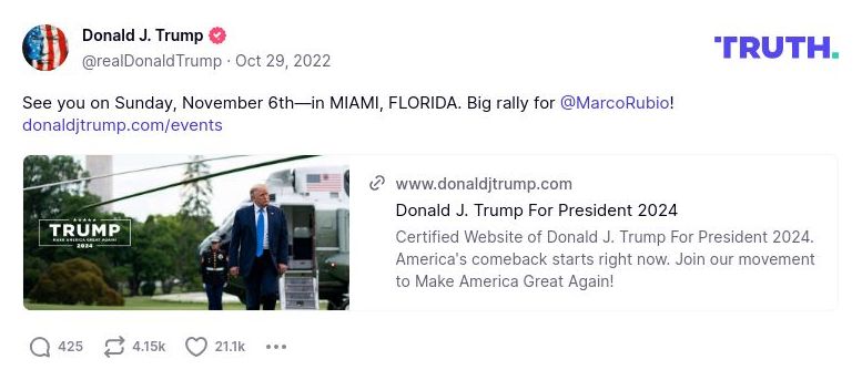 Post image from Donald Trump