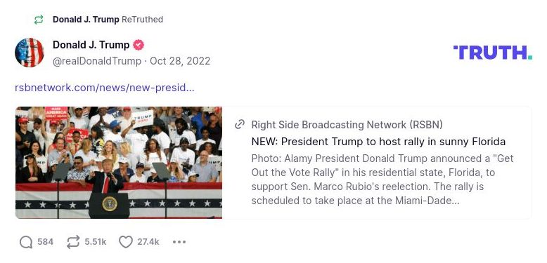 Post image from Donald Trump